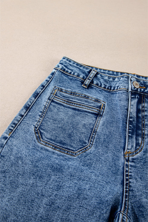 Patch Pocket Straight Leg Loose Fit Jeans